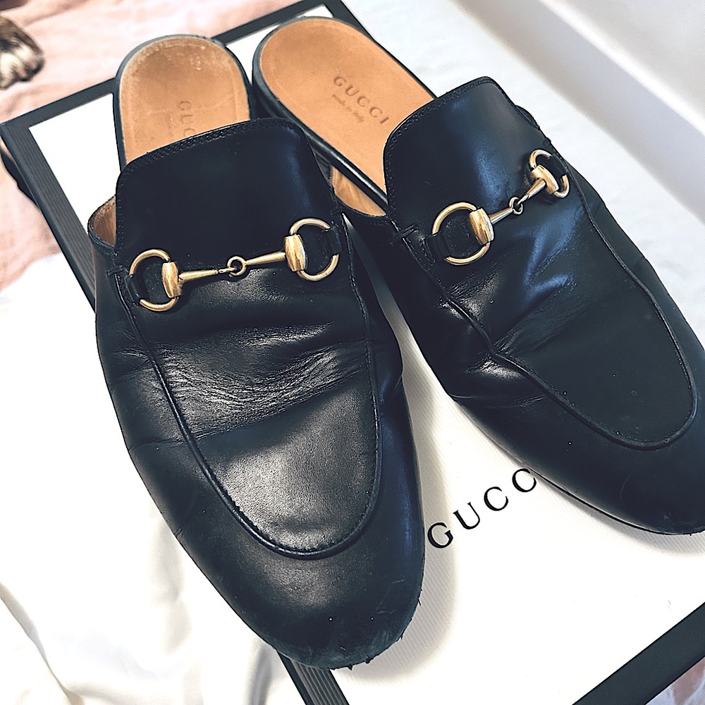 Gucci Princetown Leather Mules Size 8